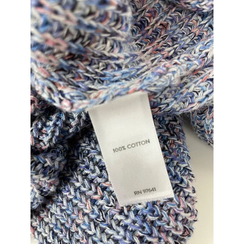J. Jill V-Neck 3/4 Sleeve Knit Sweater Soft Cotton Blue Purple NWT Women's S A2